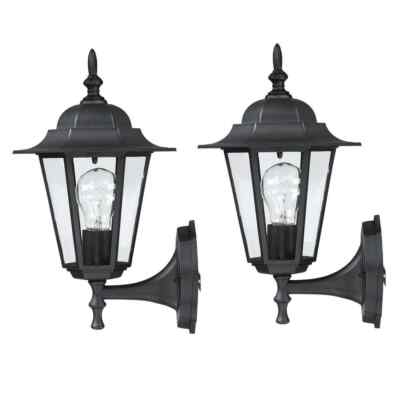BOEKA ARCTURUS 9 in. 1-Light Black Outdoor Hardwired Metal Wall Lantern(2-Pack)