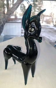 Vintage MCM Blue Blown Glas Donkey  Burro Figurine Mexico