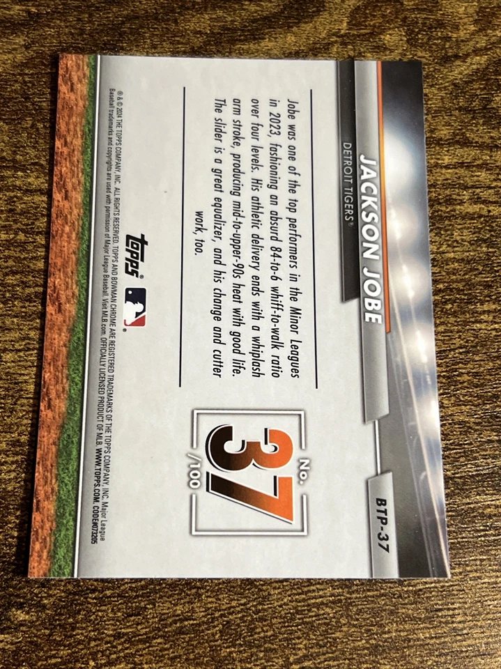 2024 Bowman Jackson Jobe Top 100 #BTP-37 Tigers - Image 2 of 2