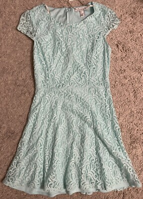 mint lace dress forever 21 Forever 21 Mint Green Lace Fit & Flare Dress Size Small Sleeveless V Back