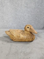 Vintage Crowning Touch Corn Husk Duck 4” Handmade Hand Pieced Folk Art ~ China
