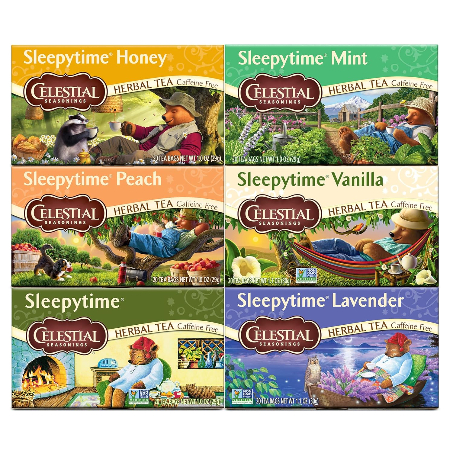 Sleepytime Herbal Tea Variety Pack, Caffeine Free, 20 Tea Bags Box