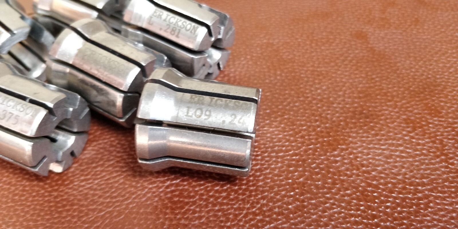 Set 0f 7 KENNAMETAL ERICKSON L SERIES DOUBLE ANGLE TAP COLLETS ~ no duplicates