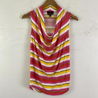 TUCKERNUCK Fenn Wright Manson pink yellow stripe cowl neck tank top