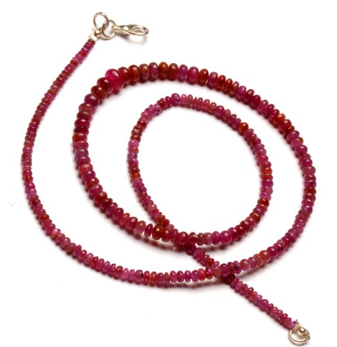 Natural Ruby Gemstone 3 to 7 mm Size Smooth Rondelle Beads Necklace 20.5" - Picture 2 of 9