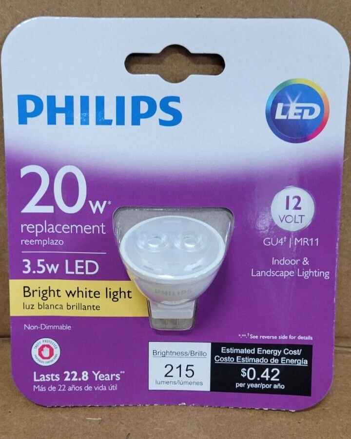 (12 PACK) PHILIPS Bright White MR11 GU4 BiPin LED 12 Volt In/Outdoor Light Bulb - Image 3 of 4