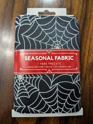 NEW (1) Yard Pre-Cut ''Spider Web'' Seasonal Fabric by David Textiles. 100% Cotton