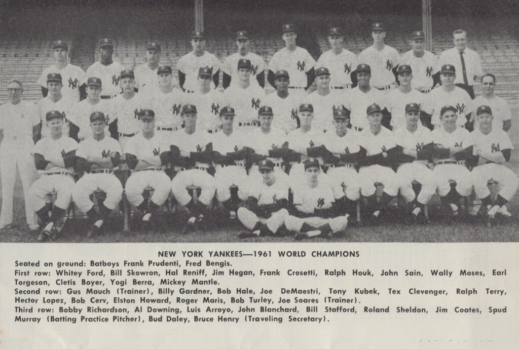 1961 New York Yankees Team Photo World Series Champs Vintage 4x6