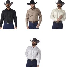Wrangler Men's Sport Western Dobby Stripe Snap Long Sleeve Shirt