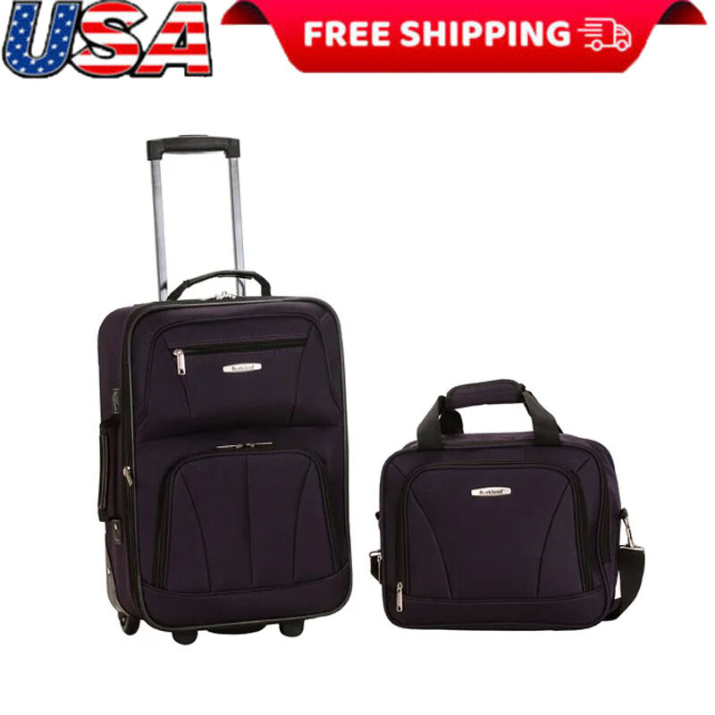 2-Piece Softside Expandable Carry-On Luggage Set with Upright Flight Tote Bag US