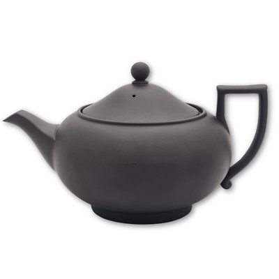Antike Wedgwood Teekanne 19. Jahrhundert schwarz Basalt