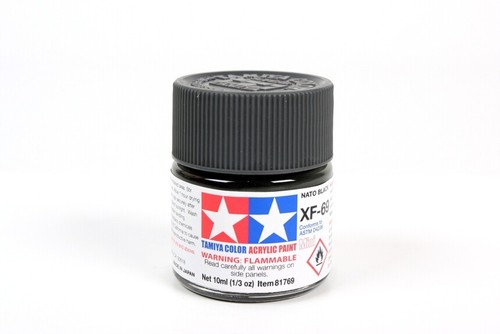 Tamiya Acrylic XF-69 NATO Black Paint Jar - 3/4 Oz, Flat Finish For Models