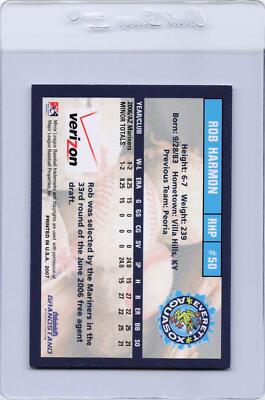 2007 VERIZON GRANDSTAND AUTOGRAPH #50 ROB HARMON AUTO EVERETT