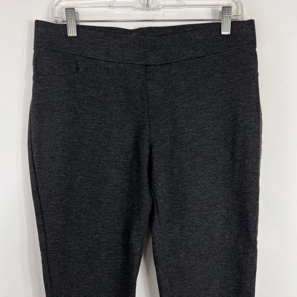 Leggings recortados Matty M para mujer pantalones elásticos medianos tiro medio gris Foto 2 de 4