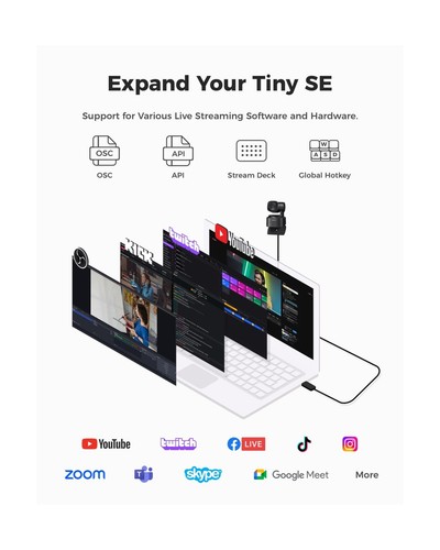 OBSBOT Tiny SE 1080P 100FPS Webcam for PC, AI Tracking PTZ Streaming Camera w... - 第 6/9 張圖片