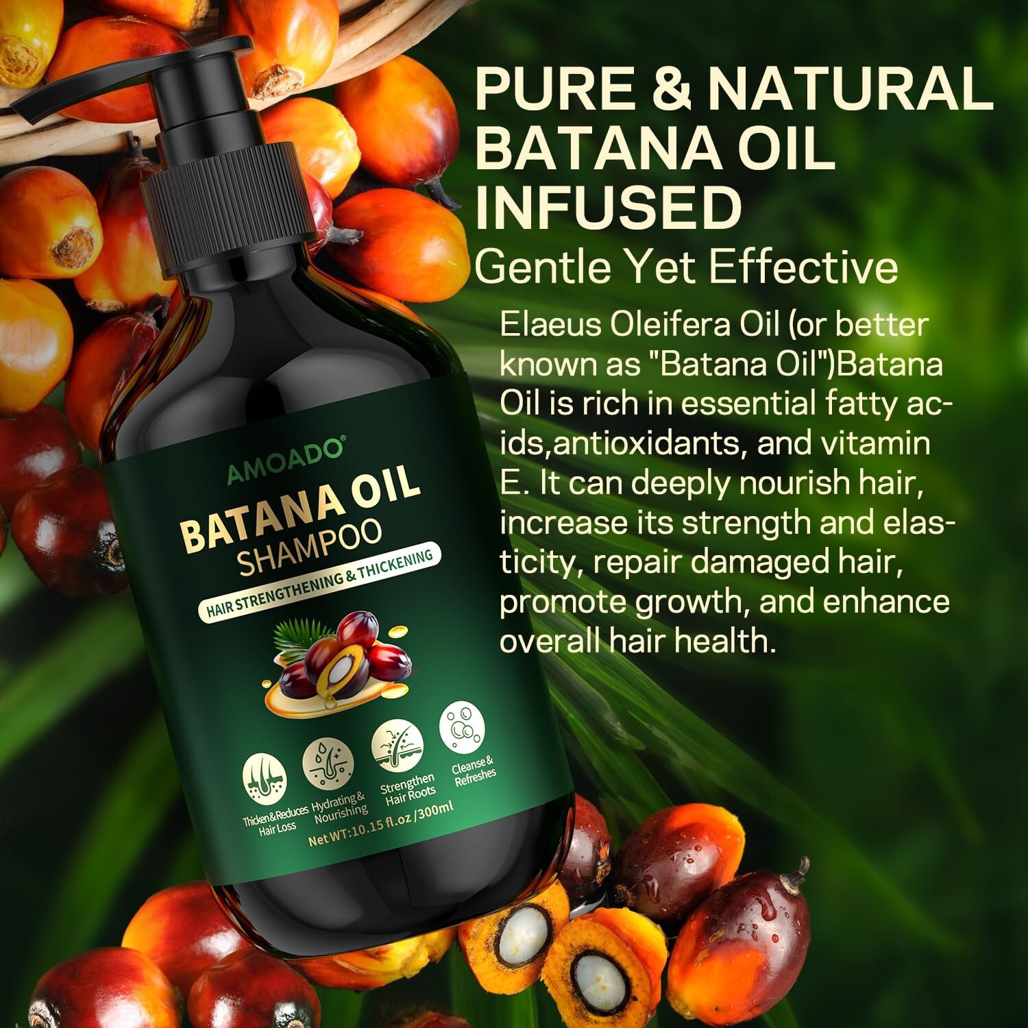 Batana Oil Shampoo for Hair Growth, Strengthening, Thickening, Sulfate Free H...