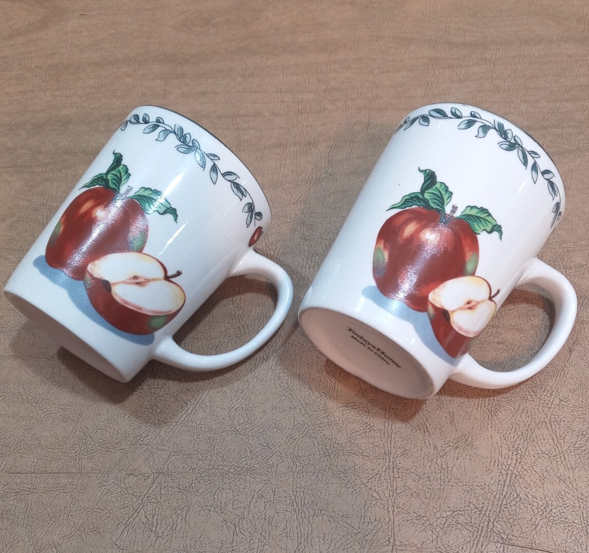 APPLEBUM MUG CUP 6個 set 4-Piece 13-Oz White Ghost-Shaped Glazed Ceramic Stacking Mug