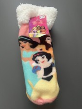 Disney Princess Sherpa Lined Socks W/Gripper Soles Kids Size 6-8.5 Warm Thick