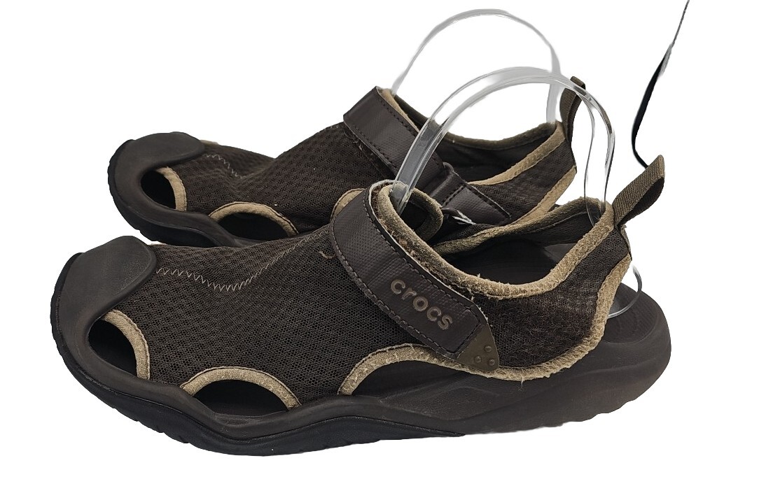CROCS Swiftwater Sandals Men Sz 10 Brown Mesh Fisherman Deck  display picture 2