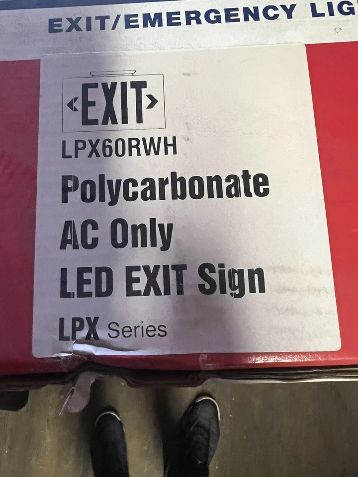 4 Lot - Cooper Lighting Sure-Lites Exit Sign Single or Double Face LPX70RWH Red - Image 2 of 3