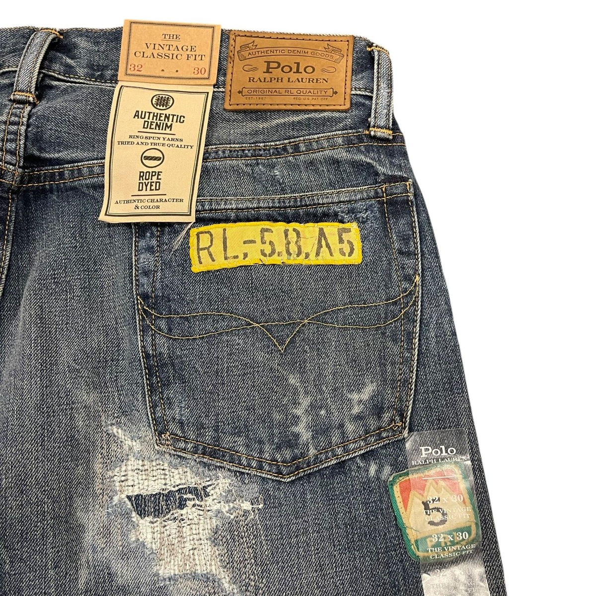 Polo Ralph Lauren Men's Vintage Classic Fit Distressed Patchwork
