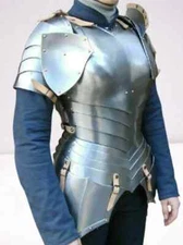 18GA SCA Steel Medieval Half Body Lady Plate Armor Suit With Cuirass Puldrons
