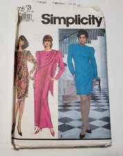 Vintage Uncut 1991 Simplicity Misses Draped Dress Sizes 14-18 Uncut Pattern 7573