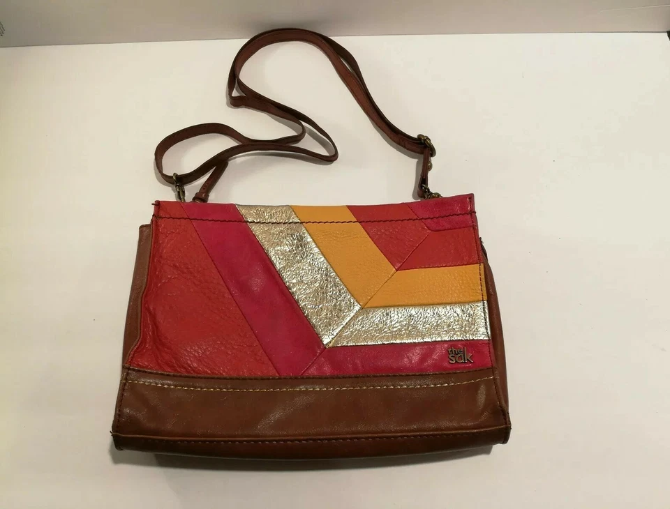 The Sak Womens Iris Demi Clutch Ruby Red Leather Shoulder Bag Crossbody Purse