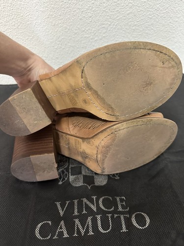 Vince Camuto Tan Heeled Caged Cutout Strap Sandals Size 8 M Dust Bag Included - Picture 6 of 7