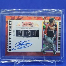 2019 Panini Contenders Draft Tick Bryson Stott AUTO CRACKED ICE /23 Blue Jersey