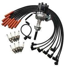 Distributor + Wires + Spark Plugs For DODGE V8 273 318 340 360 4.5 5.2 5.6 5.9L
