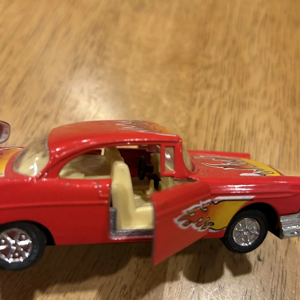 Chevy Chevrolet SS407 1956 retroceso diecast metal Hot Rod modelo coche rojo Foto 3 de 4