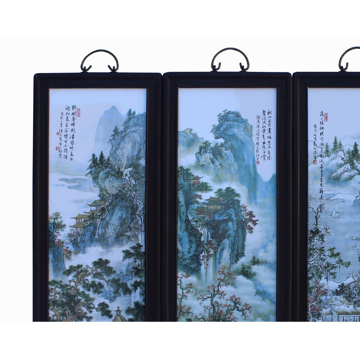 Chinese Mountain Water Scenery Porcelain Off White Painting Wall Panel Set cs6039S Chinese Mountain Water Scenery Porcelain Off White Painting Wall Panel Set cs6039S