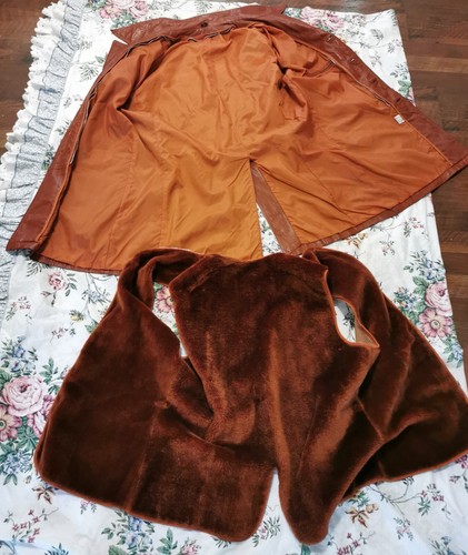 Vintage 70er New York 54 West Street abnehmbares Futter Herren Größe 42T braunes Leder - Bild 5 von 12