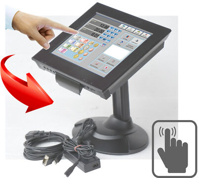 SCHWARZER 30cm 12'' MONITOR DIGIPOS USB TOUCHSCREEN 1024x768 WINDOWS XP 7 8 10 11