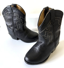 SMOKY MOUNTAIN BOOTS 5.5 Boys Unisex WESTERN COWBOY Black Leather 3032T