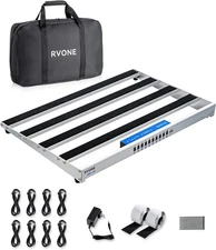 Guitar Pedal Board with Built-In Power Supply, Large 19.09X12.16" Aluminum Alloy