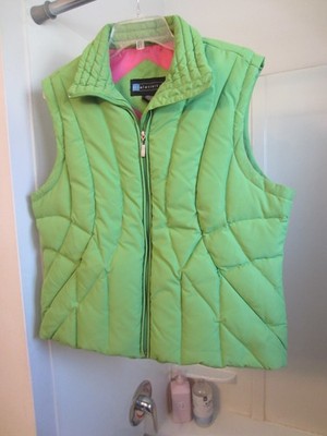 Pre-owned women's down winter vest Relativity Size L lime green color
