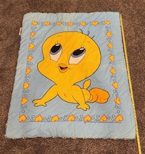Vintage Baby Looney Tunes Tweety Bird Quilted Comforter Blanket 50x41.5