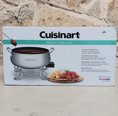 NEW Cuisinart Fondue Pot 3 Quart- Chocolate, Cheese, Stainless Steel, CFO-3SS