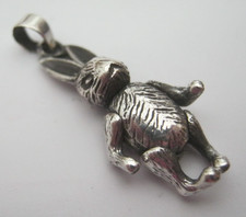 A Beautiful 925 Solid Silver Articulated Bunny Rabbit Pendant / Fob