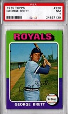 George Brett, 1975 Topps, Rookie Card, PSA 7 NM, Kansas City Royals