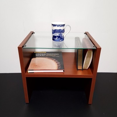 1990's ヴィンテージ　IKEA RAMBERG ガラス　サイドテーブル VTG IKEA 1990s Two Tiered Ramberg Plywood Bedside End Table With