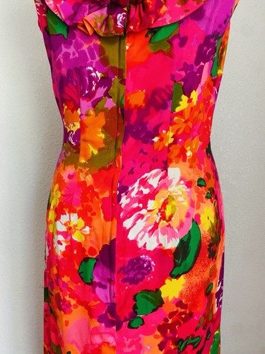 Vintage Sun Fashions Hawaii Kleid Gr. 6 Maxi bunt Blumen Style Rüschen 70er - Bild 9 von 22