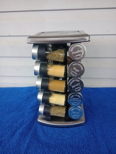 Olde Thompson Rotating Carrousel Spice Rack 20 Glass Jars. - Picture 2 of 11