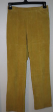 Vtg 1990s TERRY LEWIS Classic Luxuries 100 LEATHER SUEDE PANTS Sz 8P Mustard