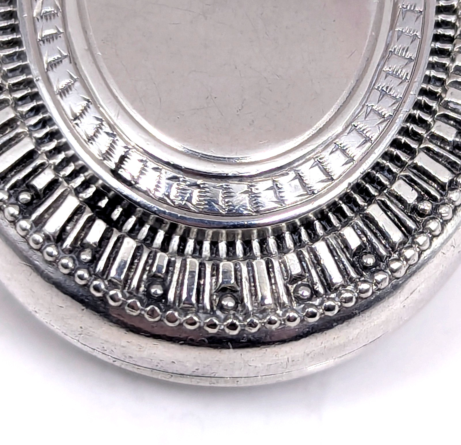 Antique Solid Silver Engraved Locket Pendant with… - image 7