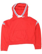 TOMMY HILFIGER Womens Oversized Crop Graphic Hoodie Jumper UK 10 Small Red CB08