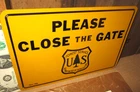 PLEASE CLOSE The GATE -- OLD & VINTAGE & ORIGINAL - Tin Sign - US Forest Service