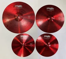 Paiste Color Sound 5 Red Cymbal Set 20" Power Ride 18" Crash 14" Heavy Hi-Hats